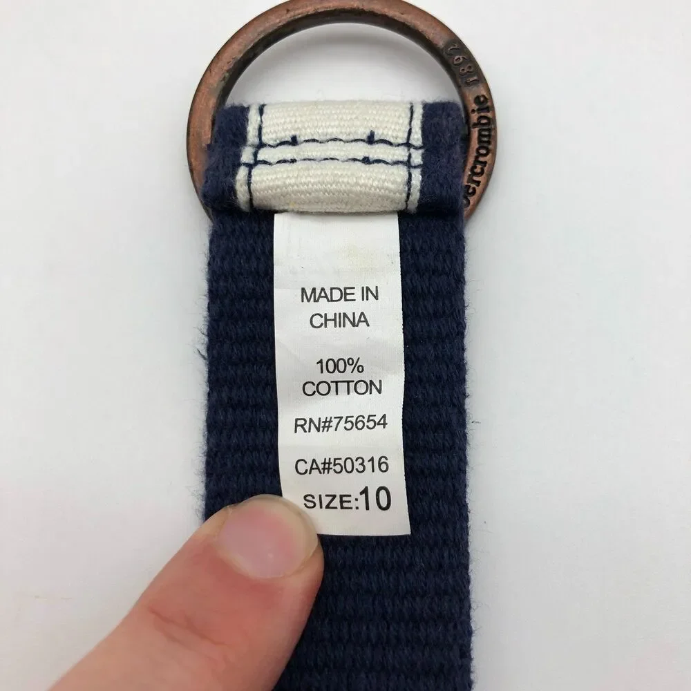 Abercrombie & Fitch Cloth Belt Youth Navy Blue White Moose Print Size 10 Preppy
